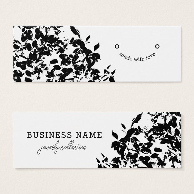 Modern Black and White Nature Earring Display Card (Front & Back)