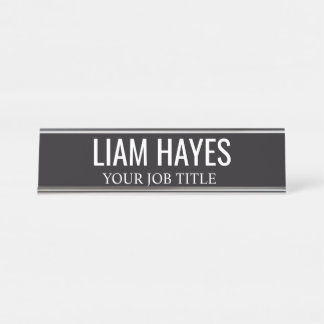 Modern Black and White Office Employee Desk Name Plate