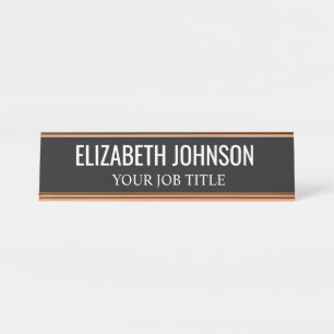 Modern Black and White Office Employee Desk Name Plate