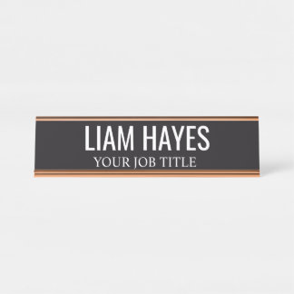 Modern Black and White Office Employee Desk Name Plate