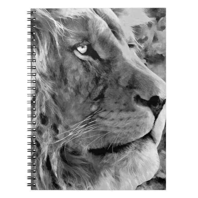 Modern black and white oil painting of king lion,  notebook (Front)