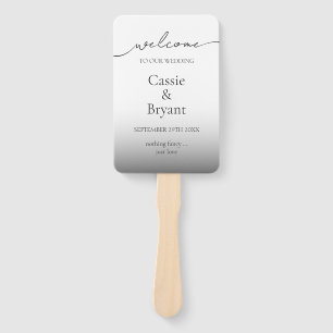 Modern Black and White Ombre Wedding Program Hand Fan