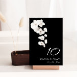 Modern Black and White Orchids Flowers Wedding Table Number<br><div class="desc">Modern Black and White Orchids Flowers Wedding Table Numbers - Elegant Monochrome Botanical Design. Elevate your wedding celebration with our modern black-and-white table numbers featuring the timeless allure of white orchids. The minimalist design captures the elegance of these blooms, creating a sophisticated botanical masterpiece. With the addition of white script,...</div>