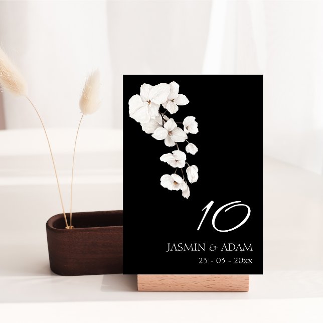 Modern Black and White Orchids Flowers Wedding Table Number (Modern Black and White Orchids Flowers Wedding Table Number)