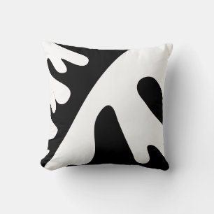 Modern Black and White Organic Abstract wavy Cushion