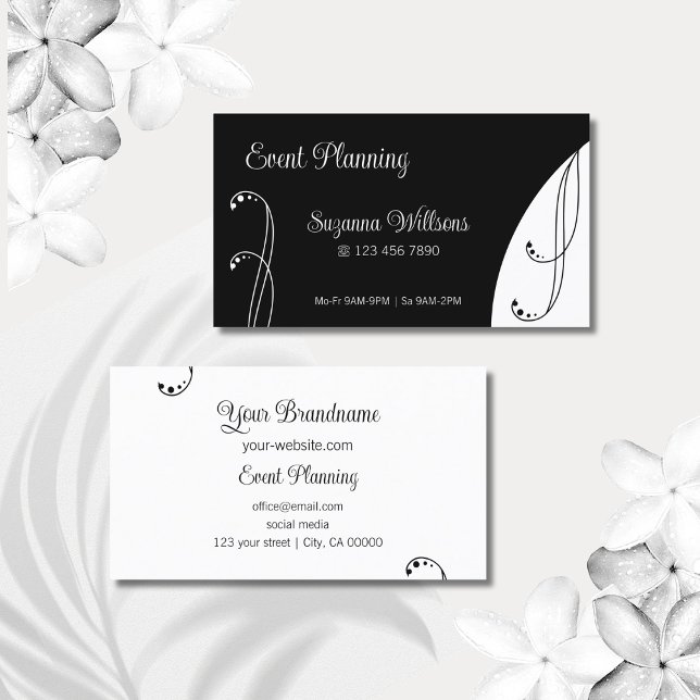 Modern Black and White Ornamental Squiggled Ornate Business Card (Creator Uploaded)