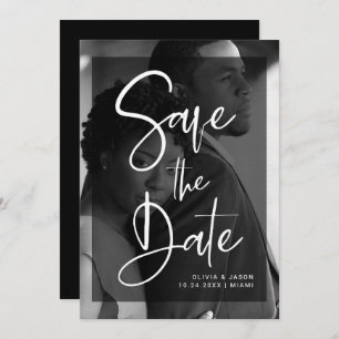 Modern Black and White Overlay   Photo Save The Date