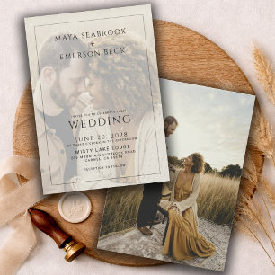 Modern Black And White Overlay Photo Wedding Invitation