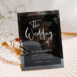 Modern Black and White Overlay | Photo Wedding Invitation<br><div class="desc">These modern,  elegant wedding invitations feature your own personal photo covering the background completely. A sheer black overlay contains white trendy script typography,  and the back of the card is black. A glam,  stylish look your guests will love!</div>
