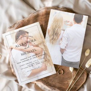 Modern Black and White Overlay Photo Wedding Invitation