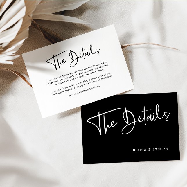 Modern Black and White Overlay Wedding Details Enclosure Card (Creator Uploaded)