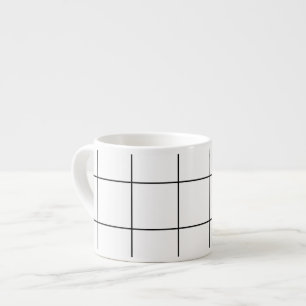 Modern Black and White Oversized Grid Espresso Mug