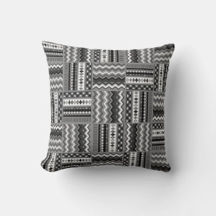 Modern black and white pattern throw pillow
