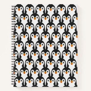 Modern Black and White Penguin Pattern Notebook