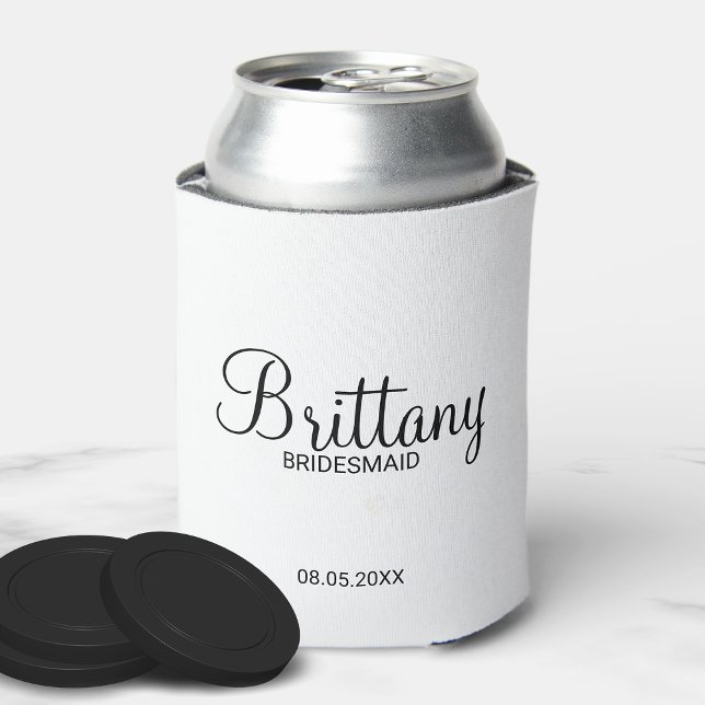 Modern Black and White Personalised Bridesmaids Can Cooler (Creator Uploaded)