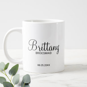 Modern Black and White Personalised Bridesmaids Co Large Coffee Mug