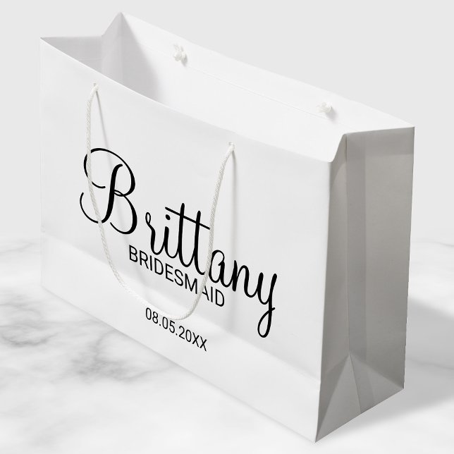Modern Black and White Personalised Bridesmaids Large Gift Bag (Creator Uploaded)