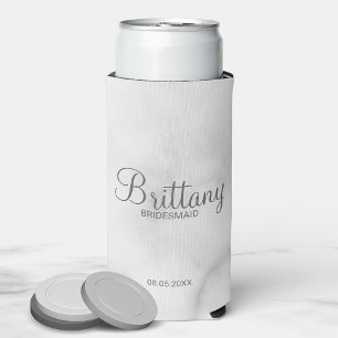 Modern Black and White Personalised Bridesmaids Seltzer Can Cooler