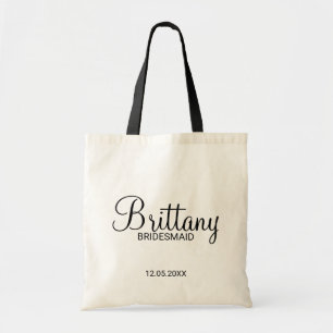 Modern Black and White Personalised Bridesmaids Tote Bag