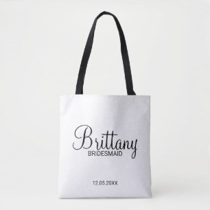 Modern Black and White Personalised Bridesmaids Tote Bag