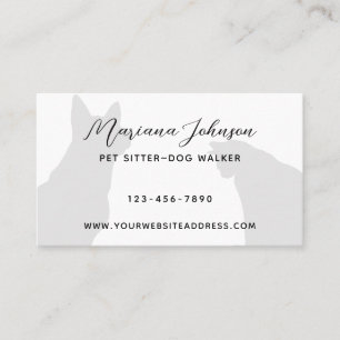 Modern Black and White Pet Sitter Dog Walker Photo Business Card