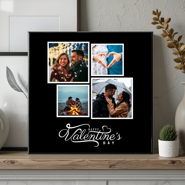 Modern Black and White Photo Collage Valentines Tile (Creator Uploaded)