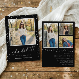 Modern Black and White Photo Graduation Invitation