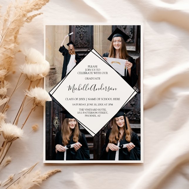 Modern Black And White Photo Graduation Invitation (Creator Uploaded)
