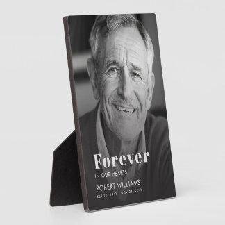 Modern Black and White Photo Memorial Keepsake Plaque