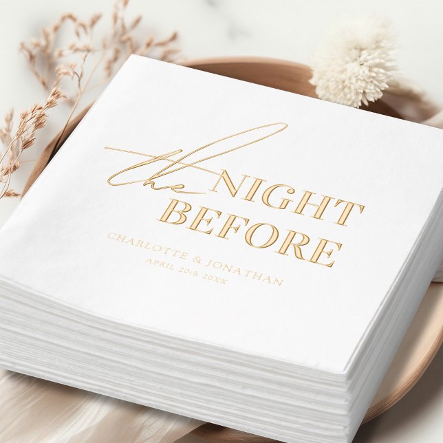 Modern Black and White Photo Rehearsal Dinner Foil Napkins (Creator Uploaded)