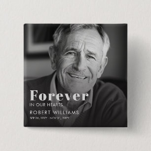 Modern Black and White Photo Sympathy Memorial 15 Cm Square Badge
