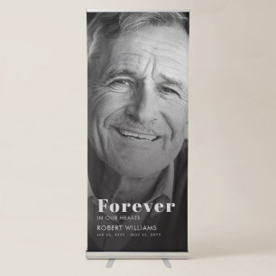 Modern Black and White Photo Sympathy Memorial Retractable Banner