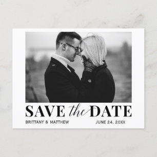 Modern Black and White Photo Trendy Save The Date Postcard