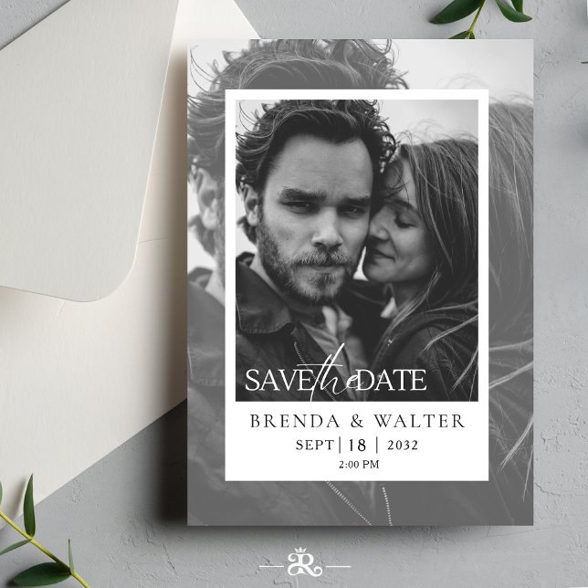 Modern Black and White Photo Wedding Invitation (Creator Uploaded)
