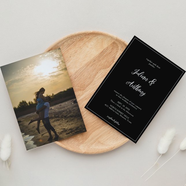 Modern Black and White Photo Wedding Invitation (Creator Uploaded)