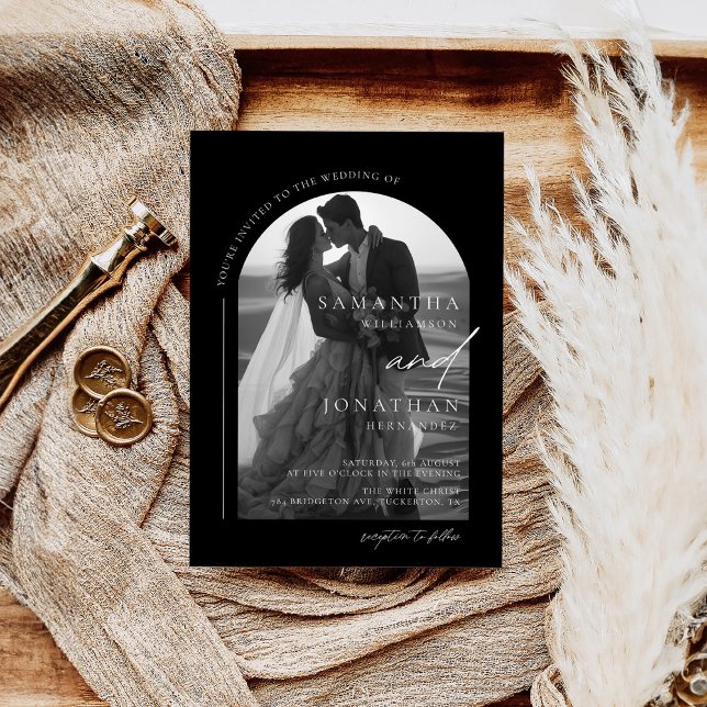 Modern Black and White Photo Wedding Invitation (Creator Uploaded)