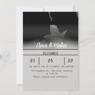 Modern Black and White Photo Wedding Invitation