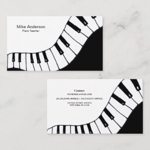 Modern Black and White Piano Teacher Business Card