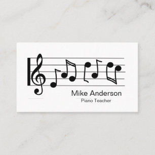 Modern Black and White Piano Teacher Business Card