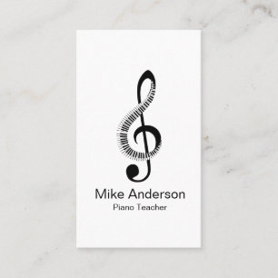 Modern Black and White Piano Teacher Business Card