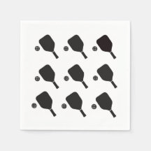 Modern Black and White Pickleball Pattern