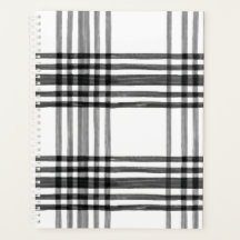 Modern Black and White Plaid Planner and Organiser