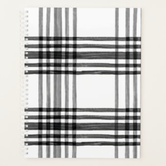 Modern Black and White Plaid Planner and Organiser