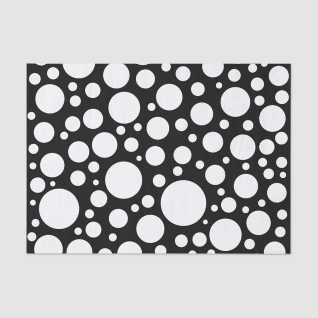 Modern Black and White Polka Dot Pattern Tissue Paper (Front)