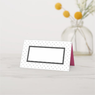 Modern Black and White Polka Dot with Pink Place Card