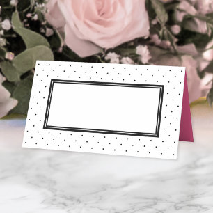 Modern Black and White Polka Dot with Pink Place Card