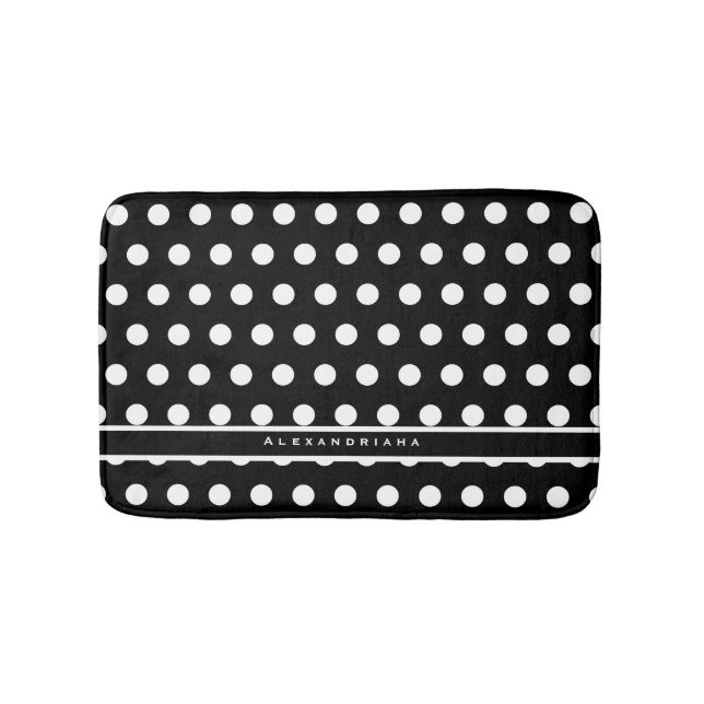Modern Black and White Polka Dots Bath Mat (Front)