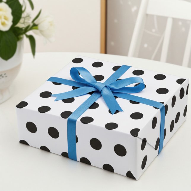 Modern Black and White Polka Dots Pattern Wrapping Paper (Creator Uploaded)