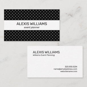 Modern Black and White Polka Dots White Stripe Business Card