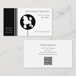 Modern Black and White Poodle Silhouette Business Card